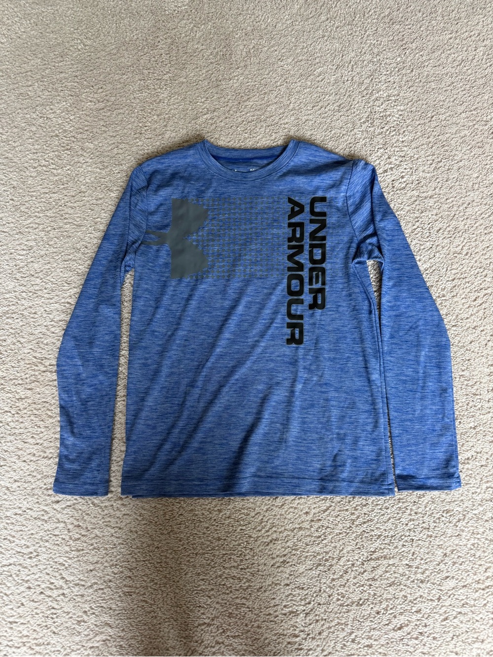 Under Armour Blue Long Sleeve Kids' Performance Tee with Black Logo